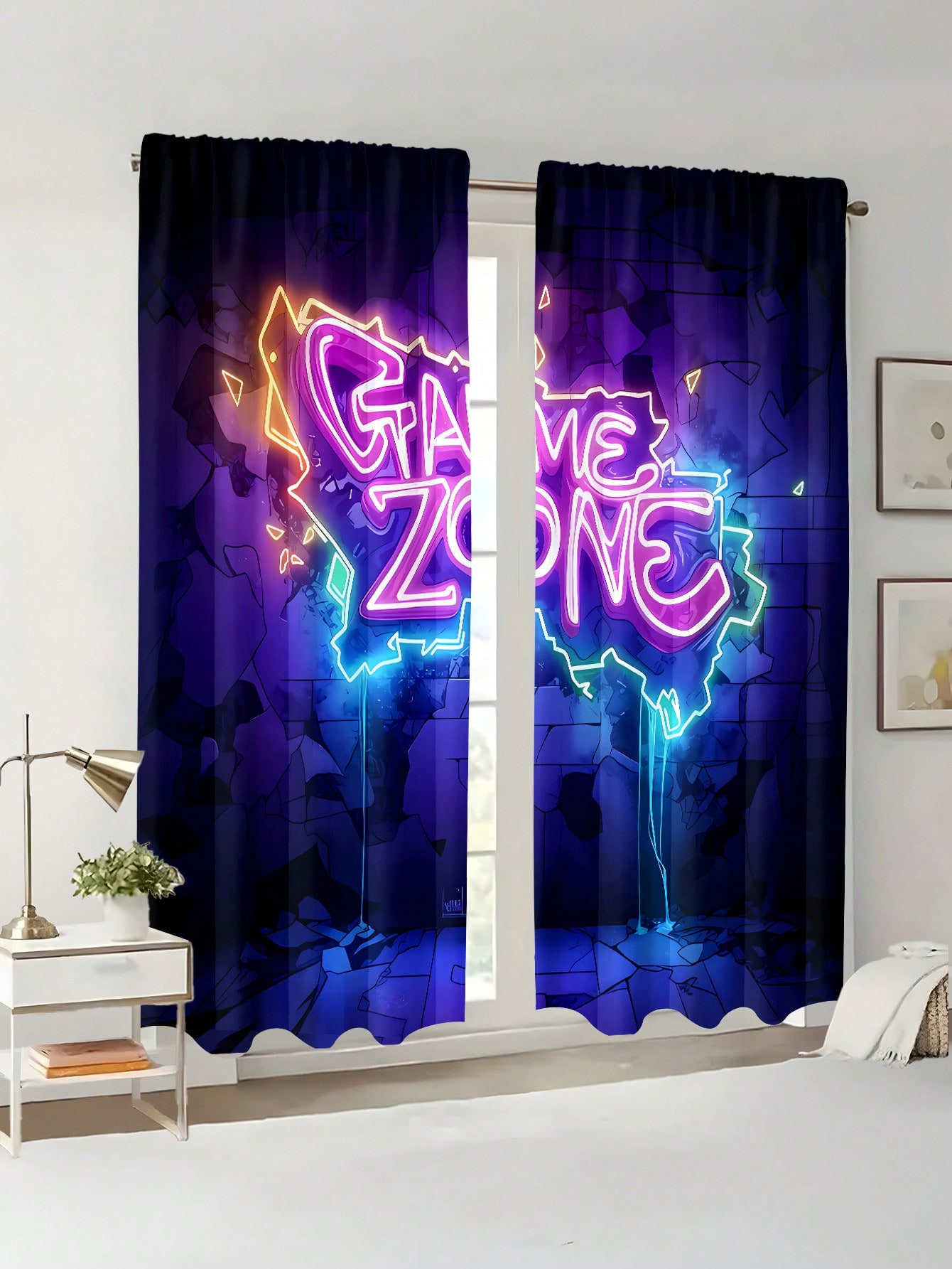 Esports Gaming Zone - Neon Game Zone Curtain, Esports Gaming